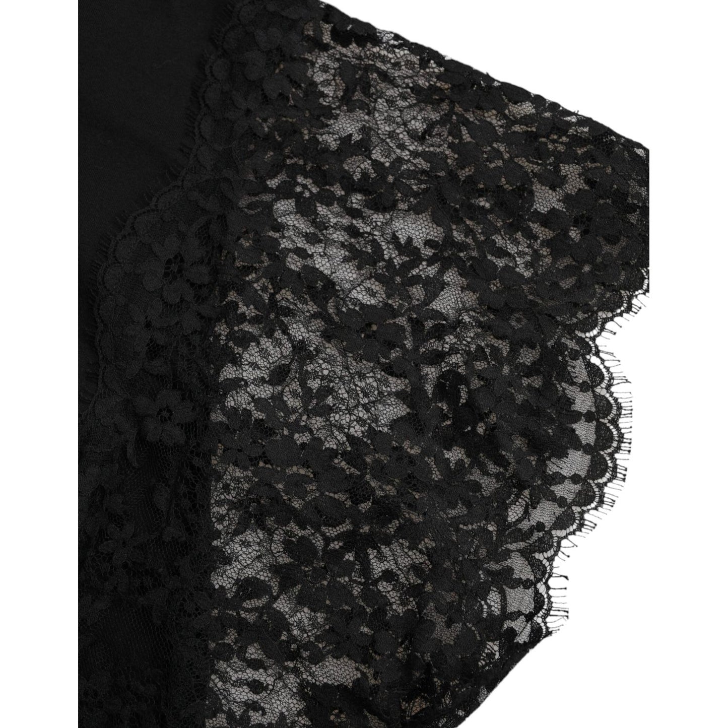 Dolce & Gabbana Black Sacred Heart Print Cotton Lace T-shirt TSH8141-42