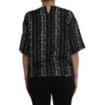 Dolce & Gabbana Black Key Castle Print Silk Blouse T-shirt TSH83829-42