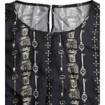 Dolce & Gabbana Black Key Castle Print Silk Blouse T-shirt TSH83829-42