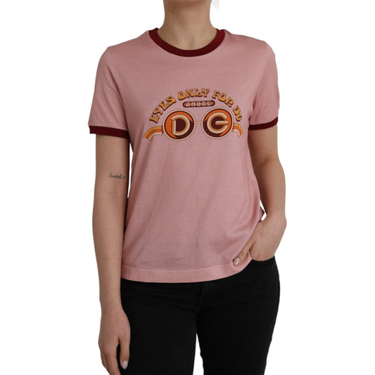 Dolce & Gabbana Pink Cotton Short Sleeves Crew Neck T-shirt TSH84522-36