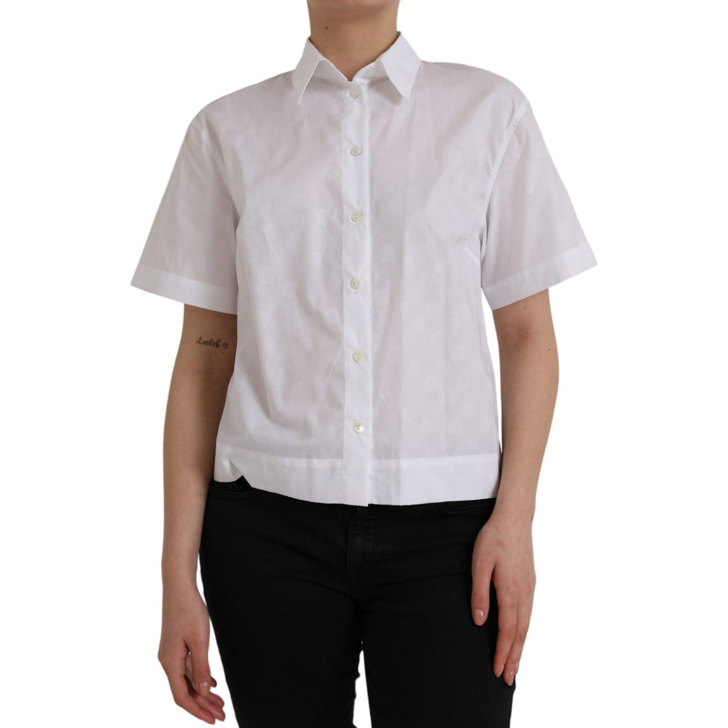 Dolce & Gabbana White Collared Short Sleeve Polo Shirt Top TSH852013-44