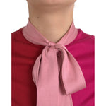 Dolce & Gabbana Pink Short Sleeves Pullover Ascot Collar Top TSH852027-40