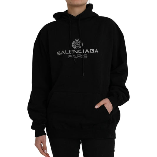 Balenciaga Black Cotton Logo Hooded Pullover Sweatshirt Sweater TSH8495-XS