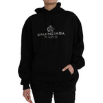 Balenciaga Black Cotton Logo Hooded Pullover Sweatshirt Sweater TSH8495-XS