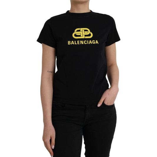 Balenciaga Black Cotton Logo Crew Neck Short Sleeves T-shirt TSH85024-L
