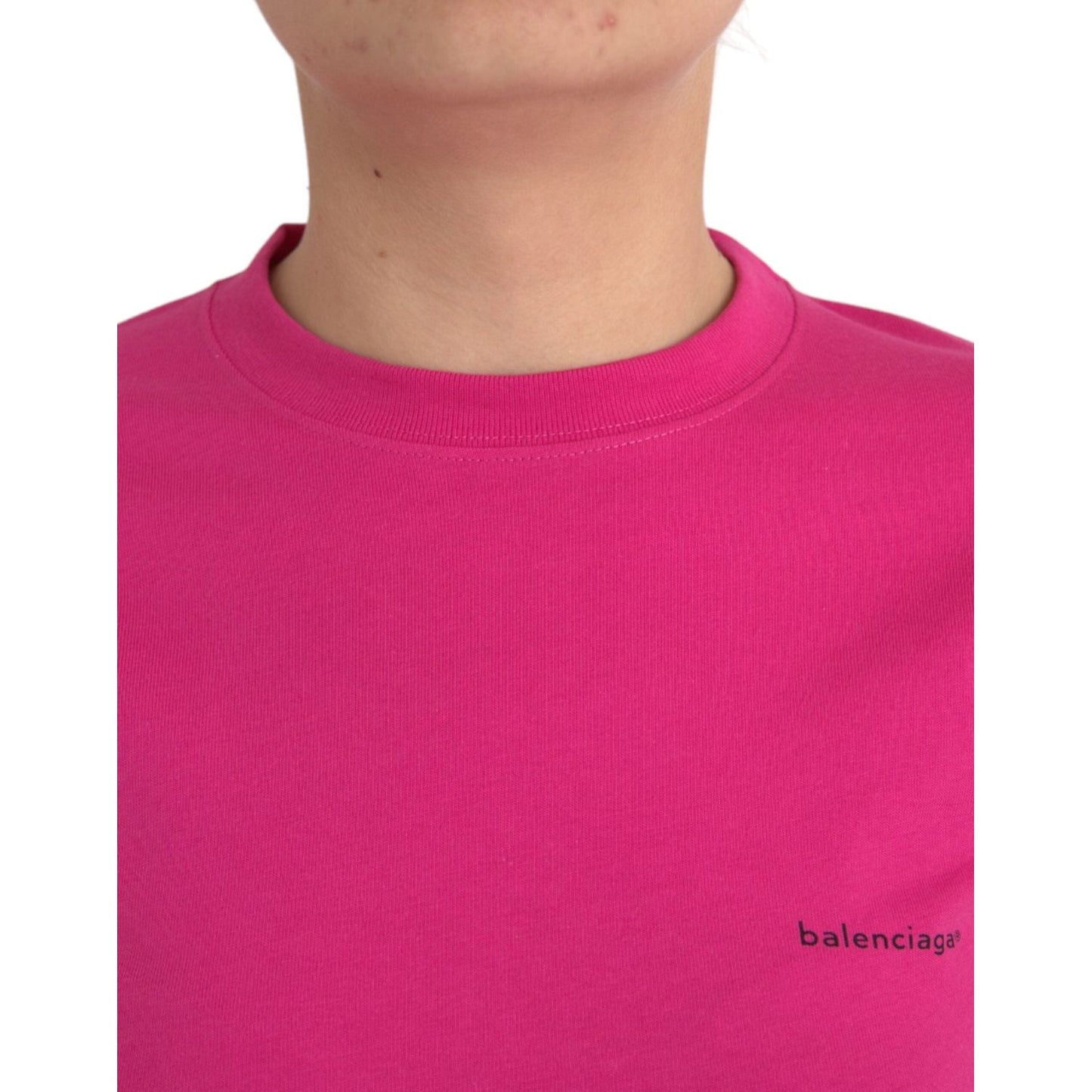 Balenciaga Pink Cotton Crew Neck Short Sleeves Tee Top T-shirt TSH85044-S