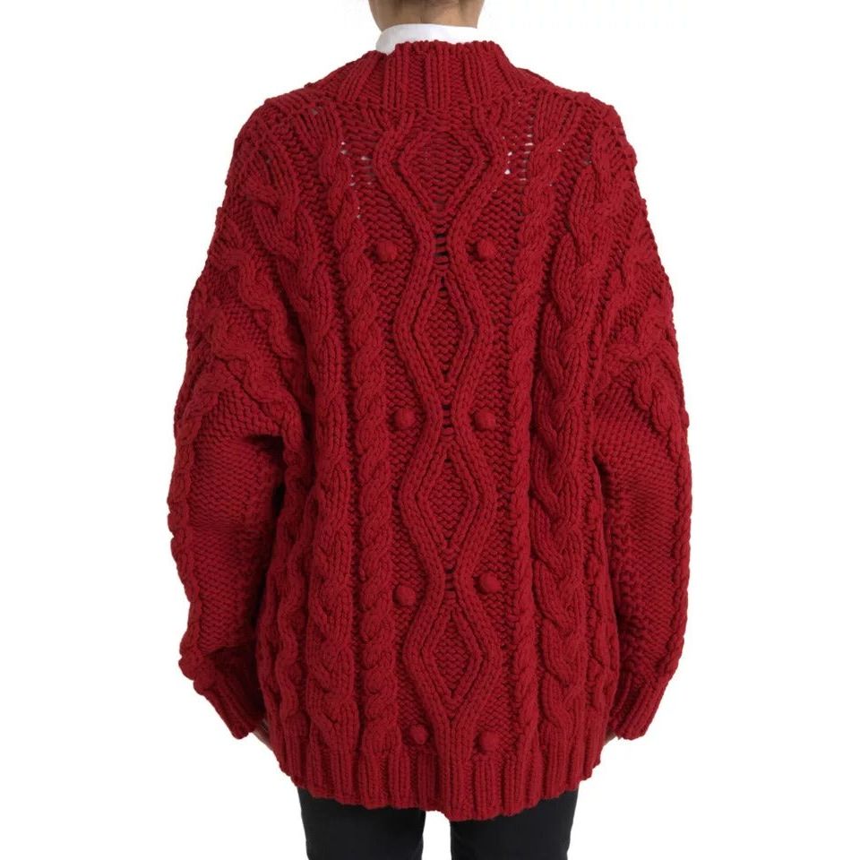 Dolce & Gabbana Red Wool Knit Button Down Cardigan Sweater JKT3569-42