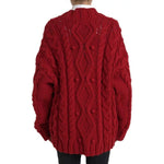 Dolce & Gabbana Red Wool Knit Button Down Cardigan Sweater JKT3569-42