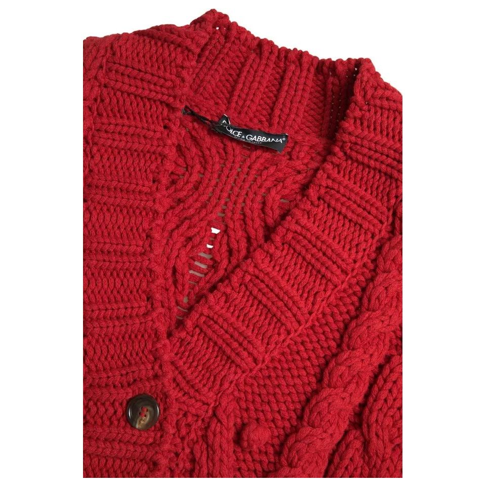 Dolce & Gabbana Red Wool Knit Button Down Cardigan Sweater JKT3569-42