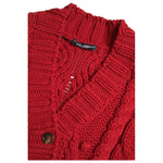 Dolce & Gabbana Red Wool Knit Button Down Cardigan Sweater JKT3569-42