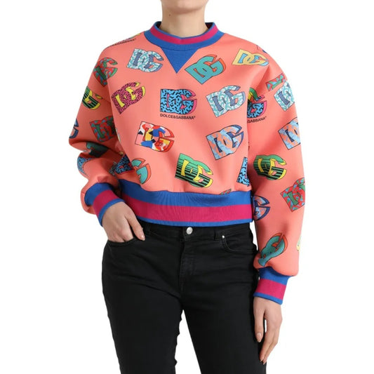 Dolce & Gabbana Salmon Pink Logo Print Sweatshirt Sweater TSH84261-38