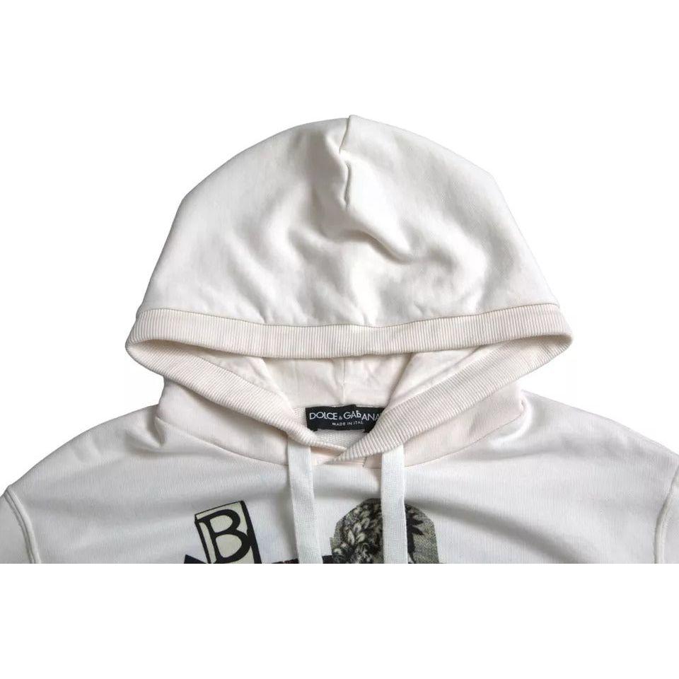 Dolce & Gabbana White Caesar Cotton Hooded Pullover Sweater TSH85063-48