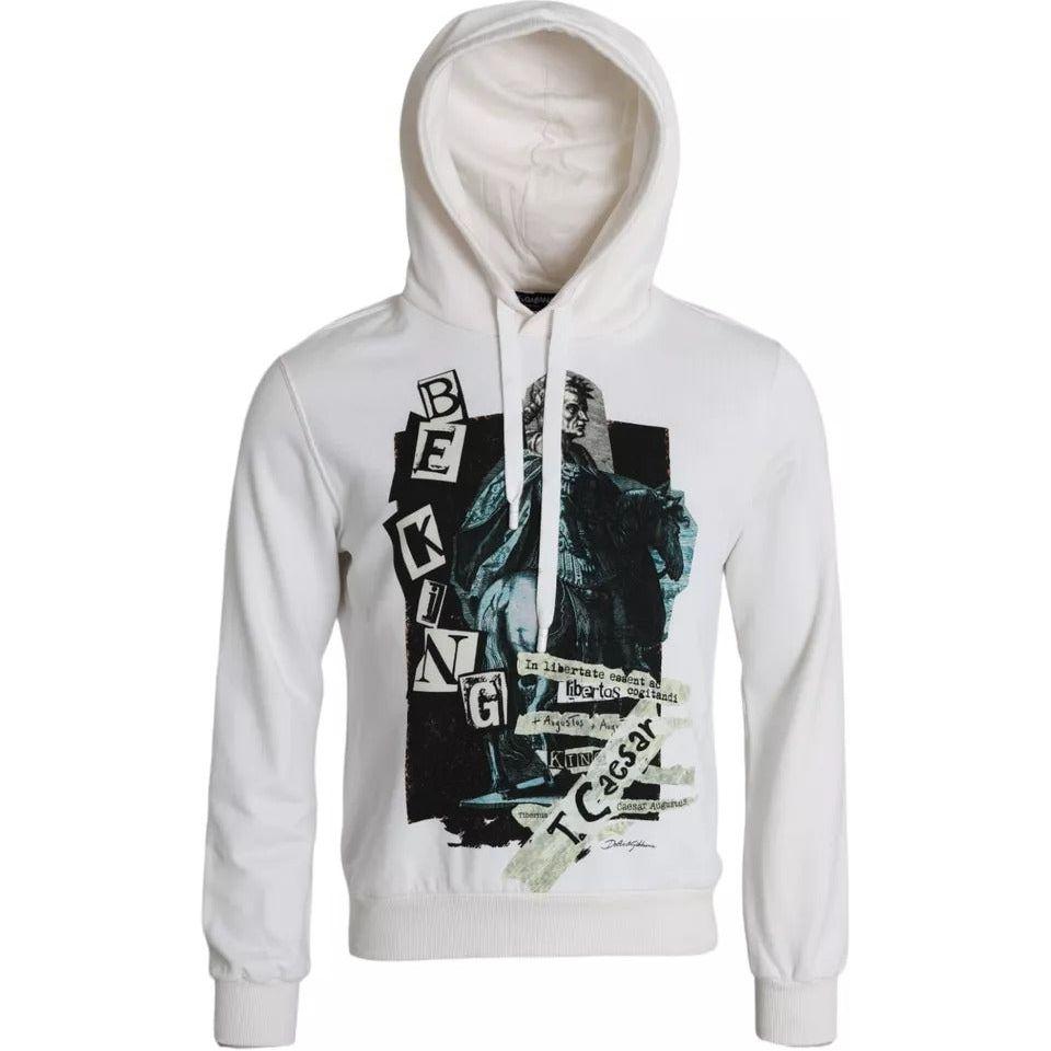 Dolce & Gabbana White Caesar Cotton Hooded Pullover Sweater TSH85063-48