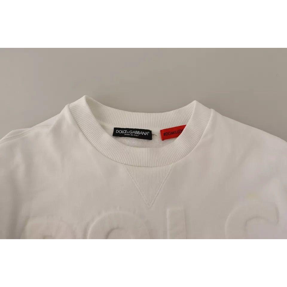 Dolce & Gabbana White Logo Embossed Cotton Sweatshirt Sweater TSH7460-40