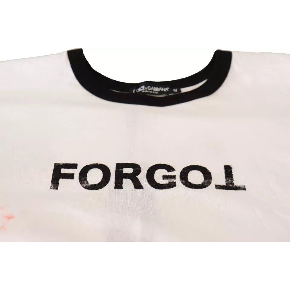Dolce & Gabbana White Forgot Print Short Sleeves Crop T-shirt