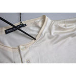 Dolce & Gabbana White Short Button Closure Silk Top T-shirt TSH84862-52
