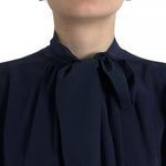 Dolce & Gabbana Blue Long Sleeves Ascot Collar Blouse Top TSH852031-42