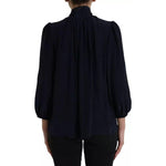 Dolce & Gabbana Blue Long Sleeves Ascot Collar Blouse Top TSH852031-42