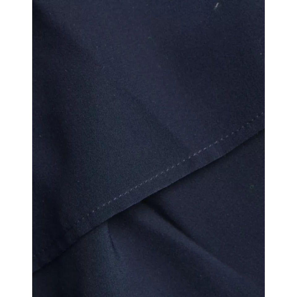 Dolce & Gabbana Blue Long Sleeves Ascot Collar Blouse Top TSH852031-42