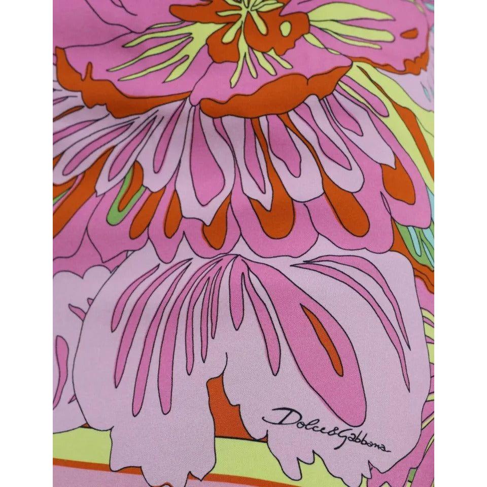 بلوزة بدون أكمام من الحرير متعدد الألوان مزينة بالزهور من دولتشي آند غابانا