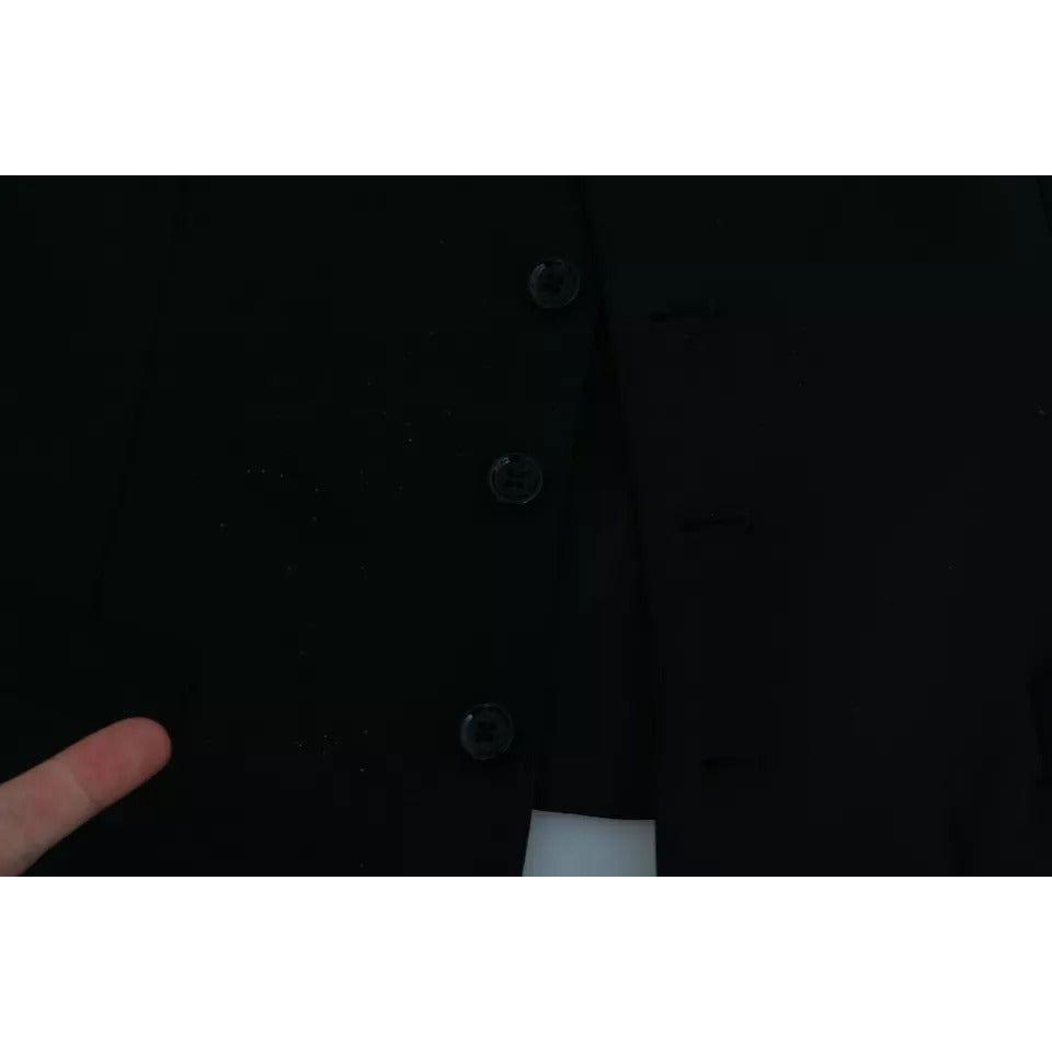 Dolce & Gabbana Black Stretch Waistcoat Formal Dress Wool Vest