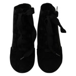 Dolce & Gabbana Black Suede Stretch Ankle Boots Booties Shoes LA7707-35.5