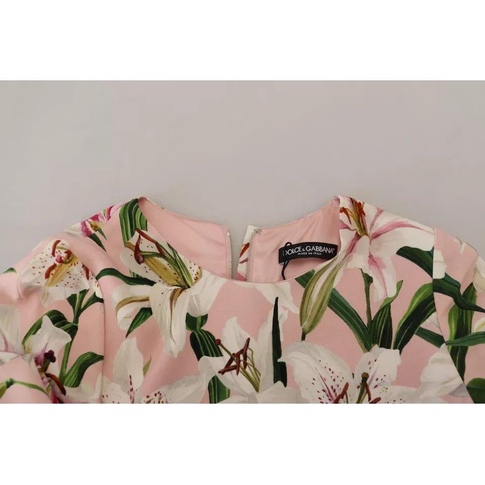 Dolce & Gabbana Pink Lily Viscose Sheath Knee Length Dress DR28781-40