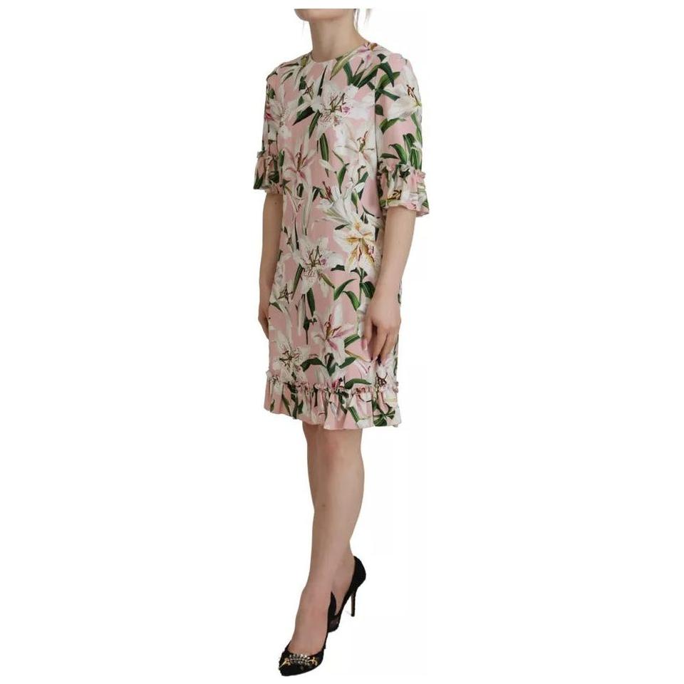 Dolce & Gabbana Pink Lily Viscose Sheath Knee Length Dress DR28781-40