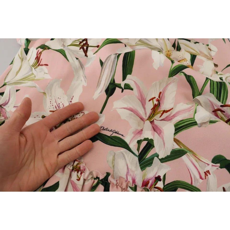Dolce & Gabbana Pink Lily Viscose Sheath Knee Length Dress DR28781-40