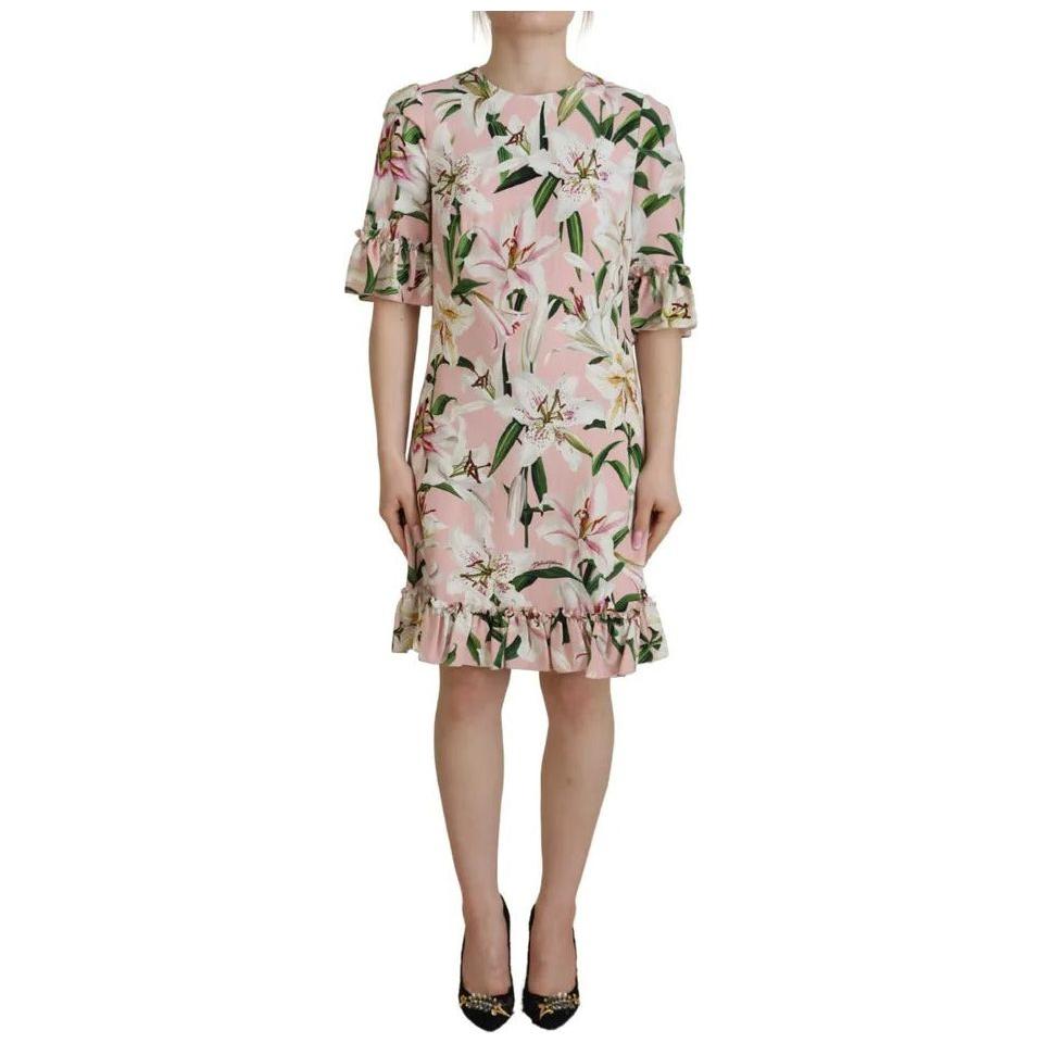 Dolce & Gabbana Pink Lily Viscose Sheath Knee Length Dress DR28781-40