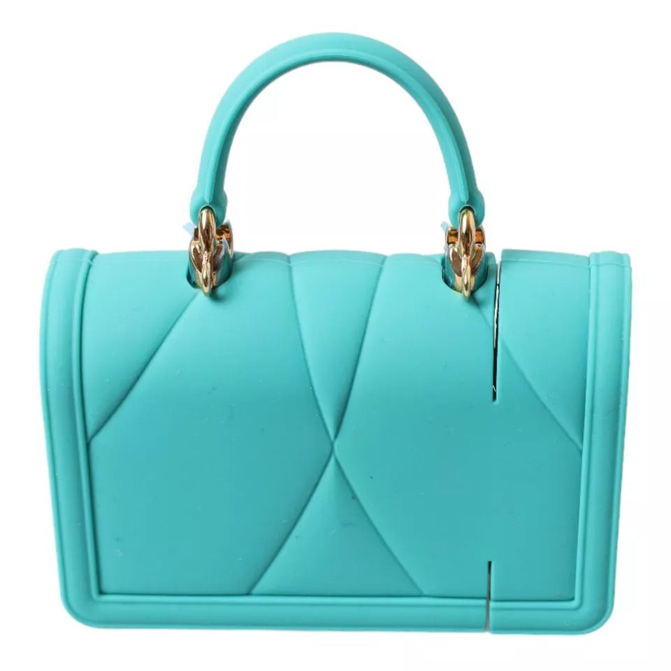 غطاء حقيبة يد وسماعات ايربودز من دولتشي اند غابانا على شكل قلب من السيليكون باللون الفيروزي