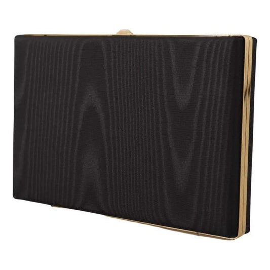 Dolce & Gabbana Black Silk Gold Frame Clutch Evening Party Purse Bag VAS130700