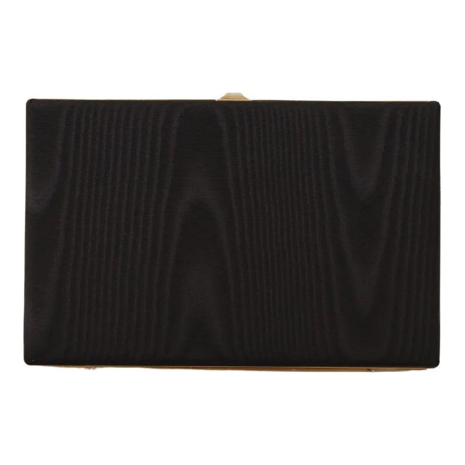 Dolce & Gabbana Black Silk Gold Frame Clutch Evening Party Purse Bag VAS130700