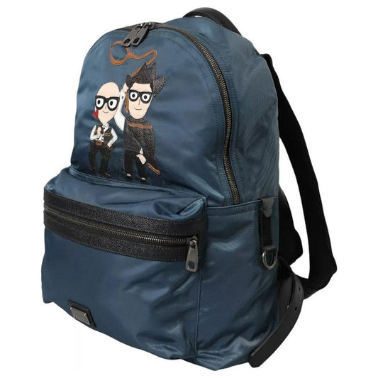 Dolce & Gabbana Blue Nylon #DGFamily Patch Men Backpack Bag BAG1428