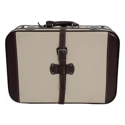 Dolce & Gabbana Brown Beige Leather Mens Travel Suitcase Luggage Bag
