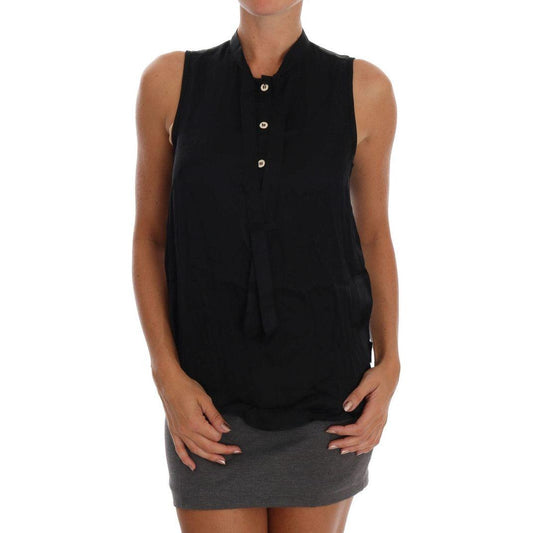 Versace Jeans Black Sleeveless Viscose Blouse Top