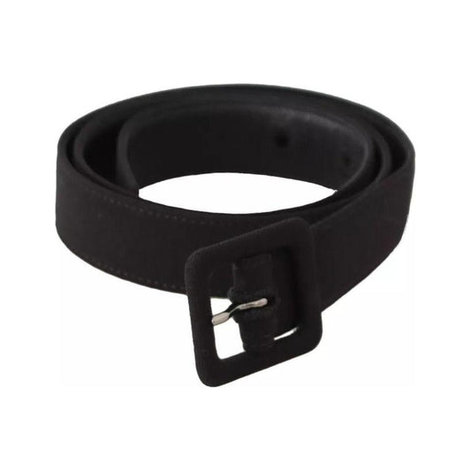 Dolce & Gabbana Black Velvet Leather Logo Waist Buckle Belt WBN245-65