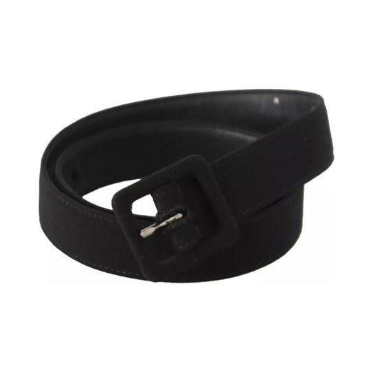 Dolce & Gabbana Black Velvet Leather Logo Waist Buckle Belt WBN245-65