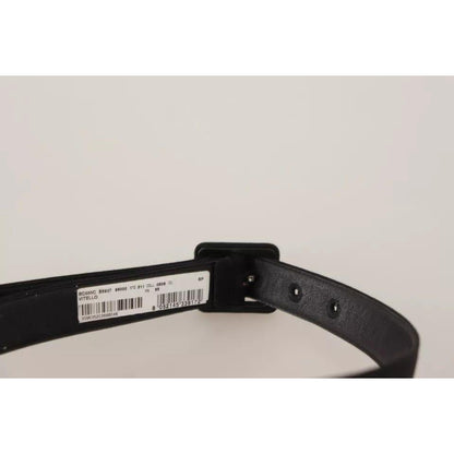 Dolce & Gabbana Black Velvet Leather Logo Waist Buckle Belt