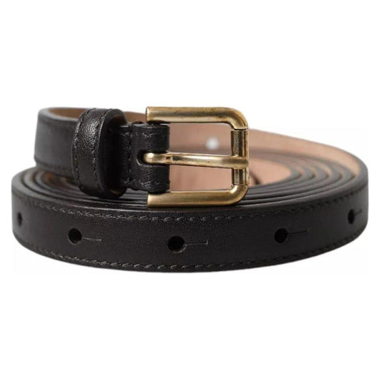 Dolce & Gabbana Dark Brown Leather Gold Metal Buckle Women Belt WMB3716-145