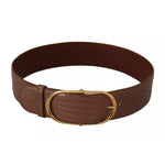 Dolce & Gabbana Brown Wide Waist Leather Gold Oval Metal Buckle Belt