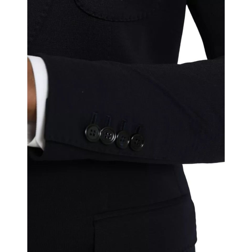 Dolce & Gabbana Blue Wool Notch Single Breasted Coat Blazer KOS2236-48