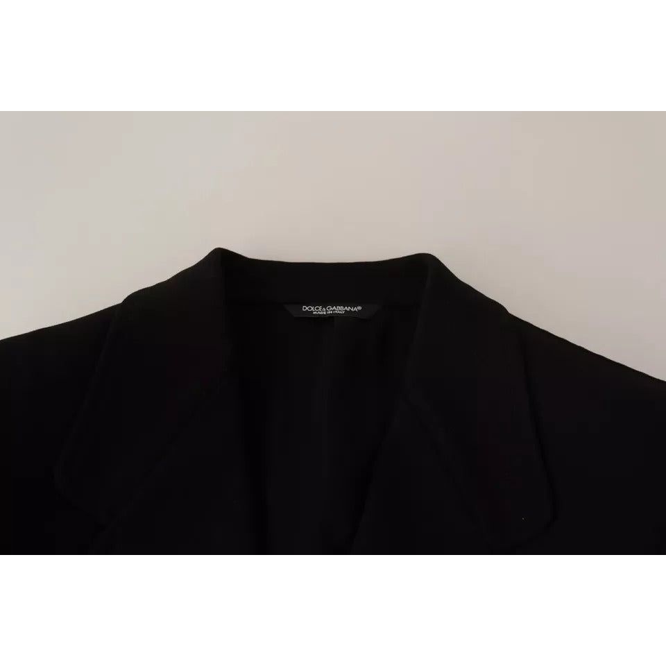Dolce & Gabbana Black Wool Slim Fit Coat Jacket Blazer JKT2841-48