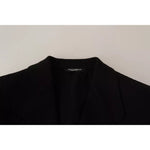 Dolce & Gabbana Black Wool Slim Fit Coat Jacket Blazer JKT2841-48