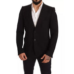 Dolce & Gabbana Black Wool Slim Fit Coat Jacket Blazer JKT2841-48