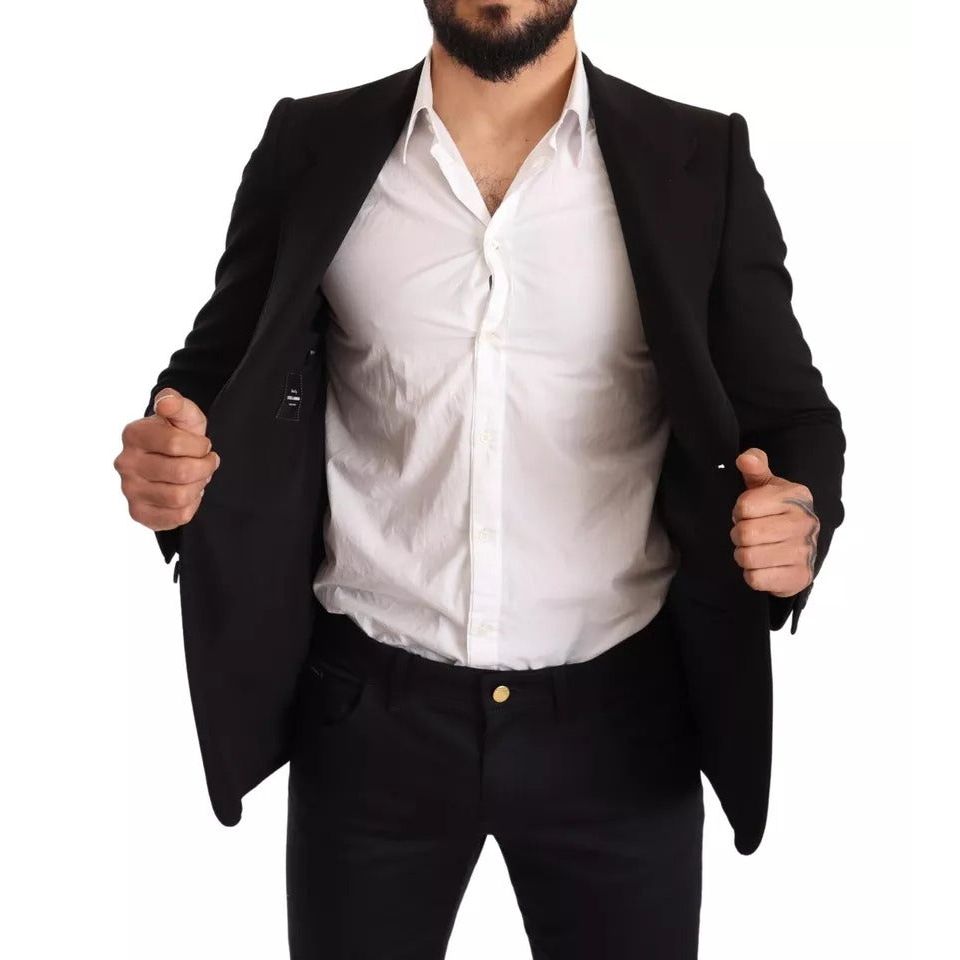 Dolce & Gabbana Black Wool Slim Fit Coat Jacket Blazer JKT2841-48