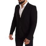 Dolce & Gabbana Black Wool Slim Fit Coat Jacket Blazer JKT2841-48