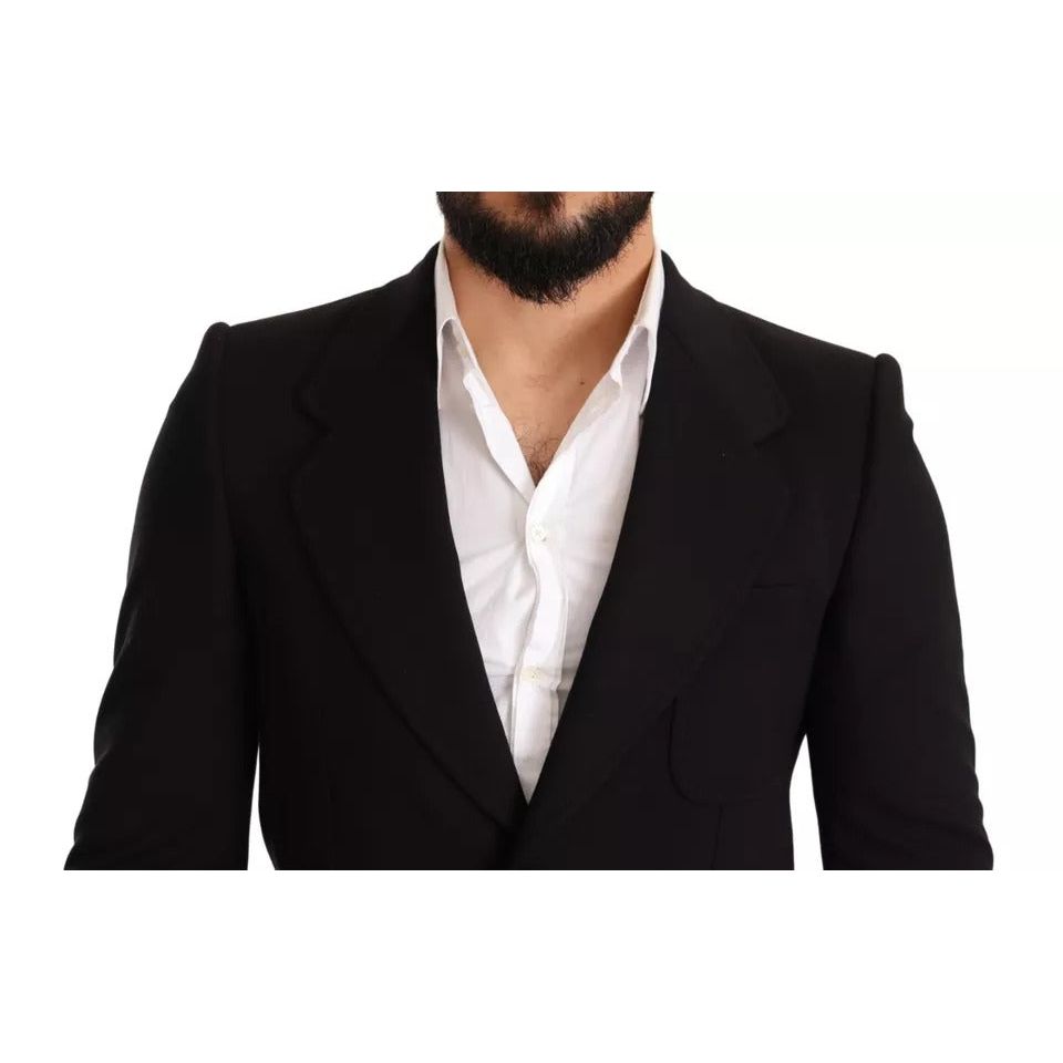 Dolce & Gabbana Black Wool Slim Fit Coat Jacket Blazer JKT2841-48
