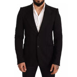 Dolce & Gabbana Black Wool Slim Fit Coat Jacket Blazer JKT2841-48