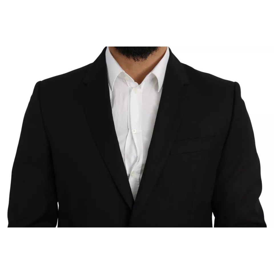 Dolce & Gabbana Black Wool Slim Fit Notch Jacket Blazer KOS1809-54